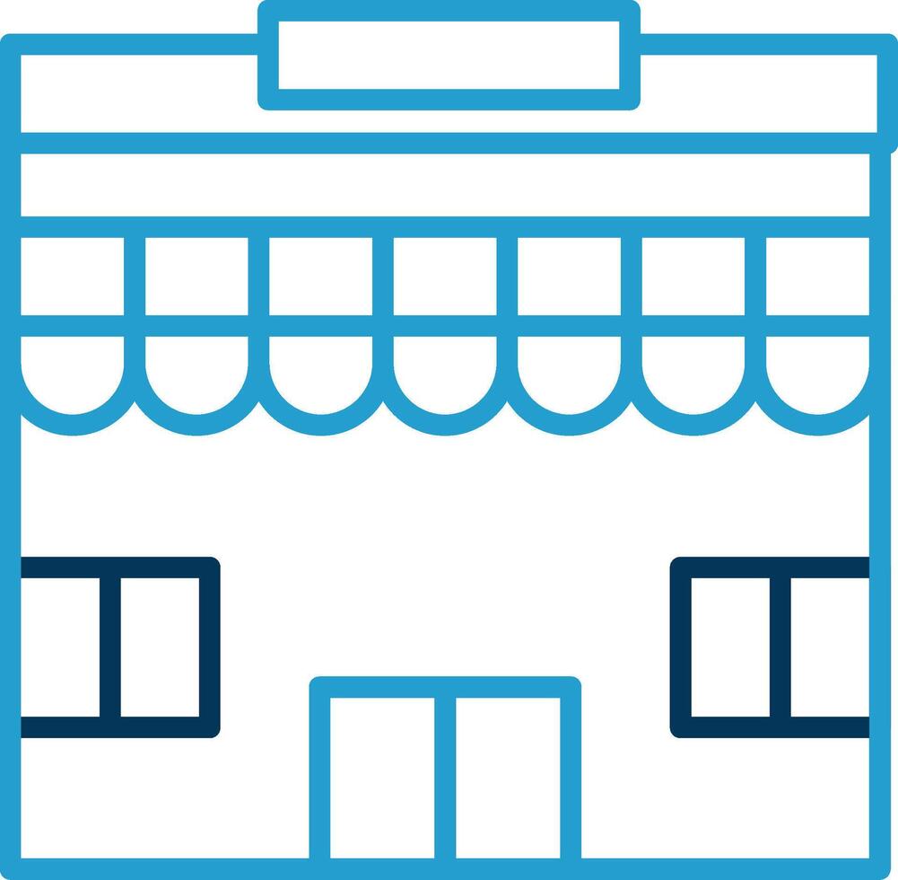 Supermarket Line Blue Two Color Icon vector