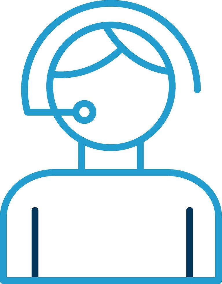 Call Center Agent Line Blue Two Color Icon vector