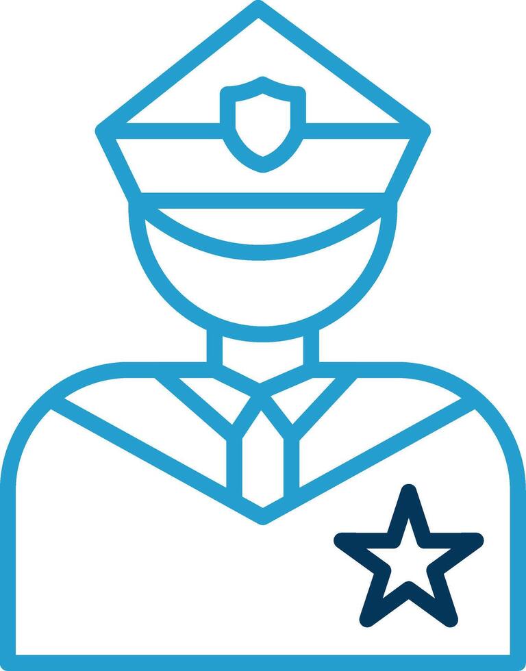 policía línea azul dos color icono vector
