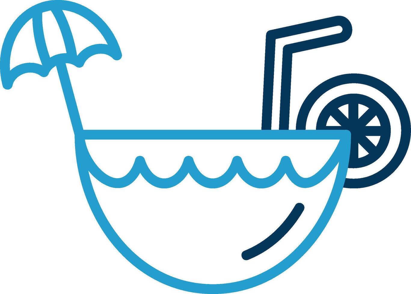 Coconut Drink Line Blue Two Color Icon vector