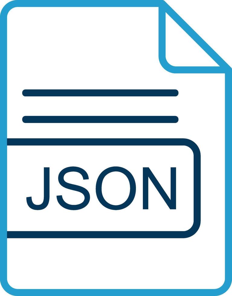 JSON File Format Line Blue Two Color Icon vector