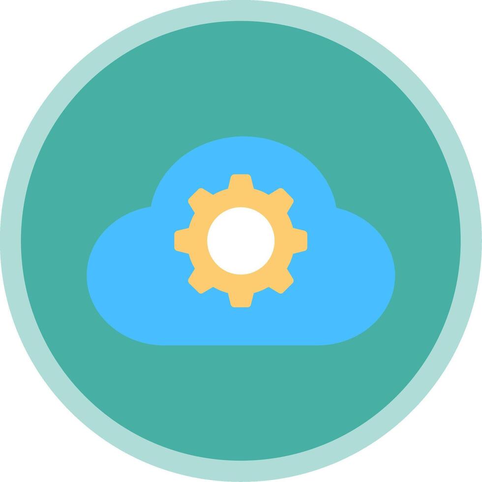 Cloud Settings Flat Multi Circle Icon vector