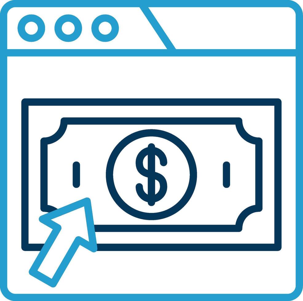 Pay Per click Line Blue Two Color Icon vector
