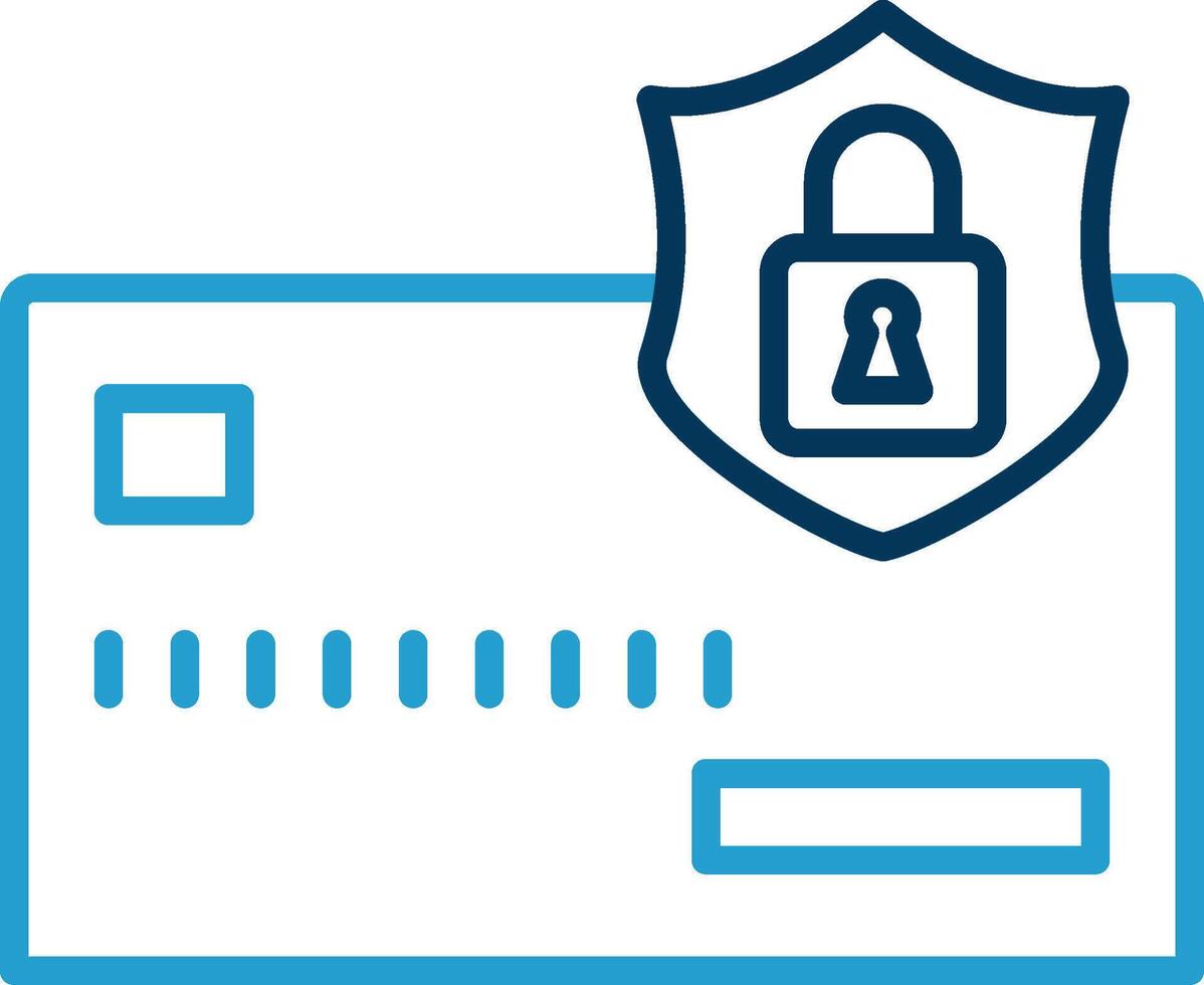 Secure Payment Line Blue Two Color Icon vector