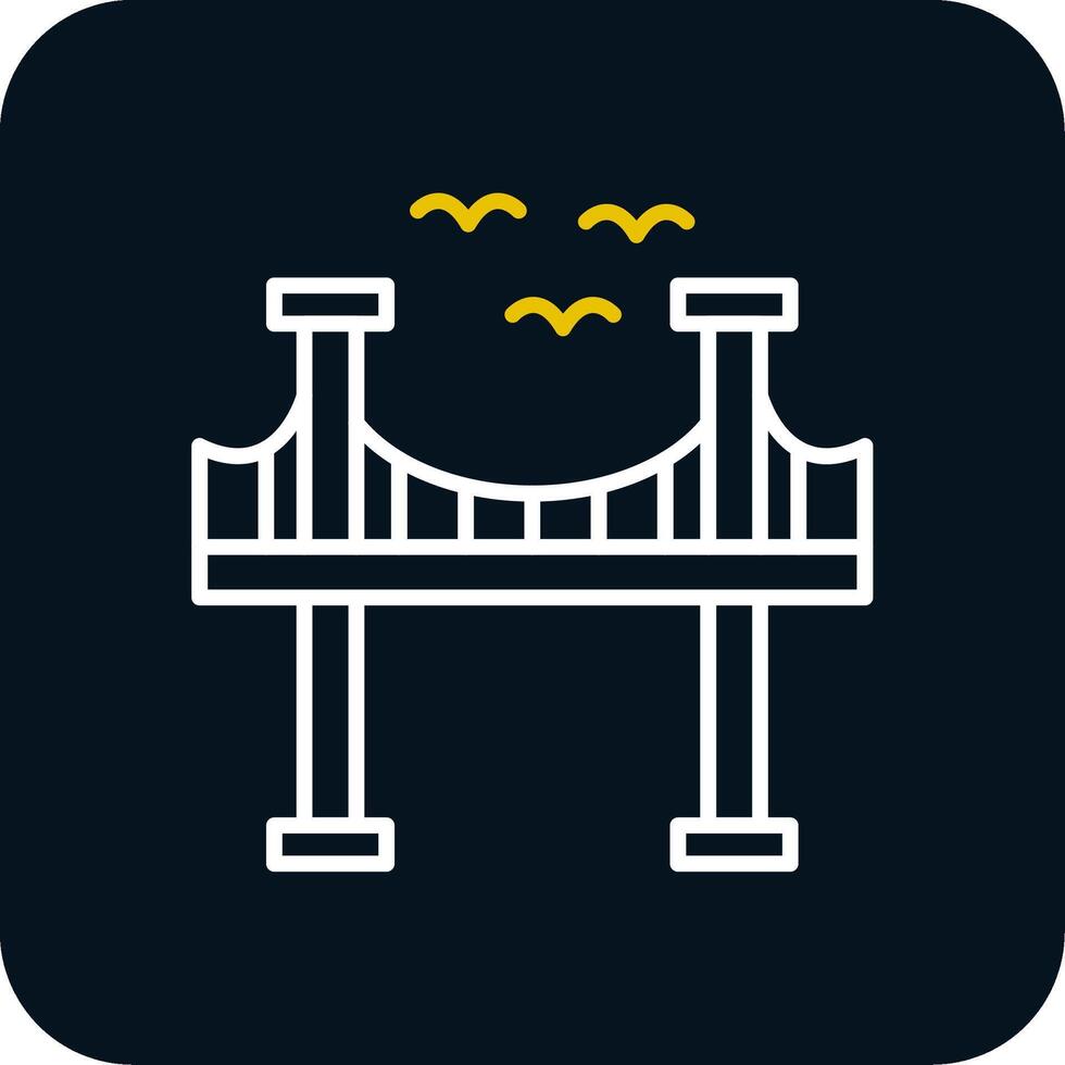 Bridge Line Yellow White Icon vector