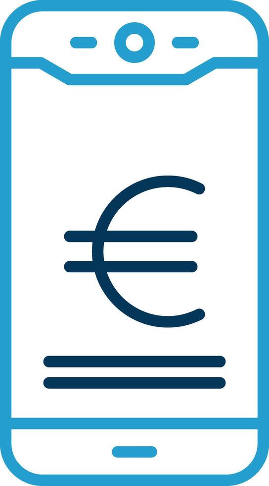 Euro Mobile Pay Line Blue Two Color Icon vector