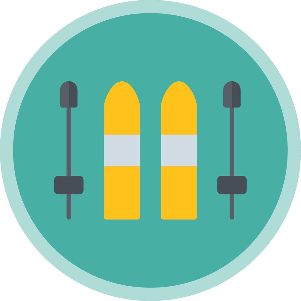 Skiing Flat Multi Circle Icon vector