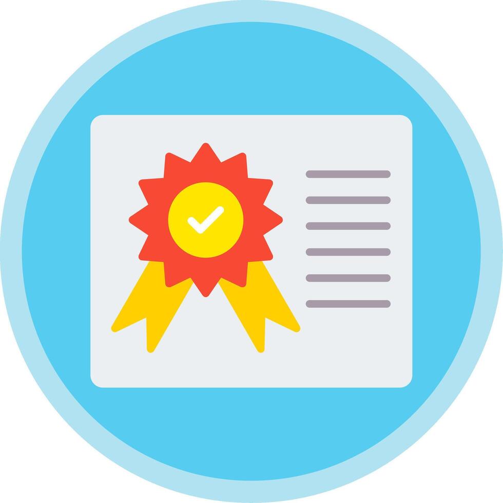 Certificate Flat Multi Circle Icon vector