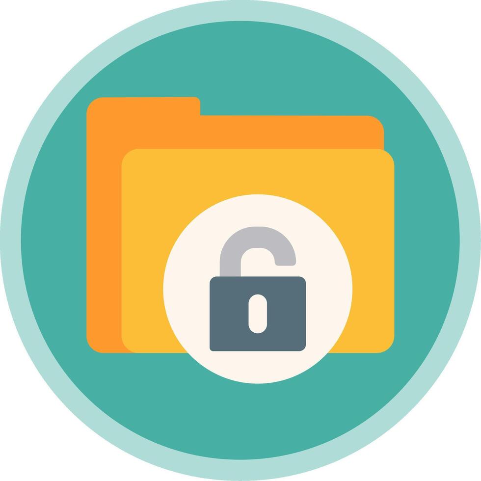 Unsecure Folder Flat Multi Circle Icon vector