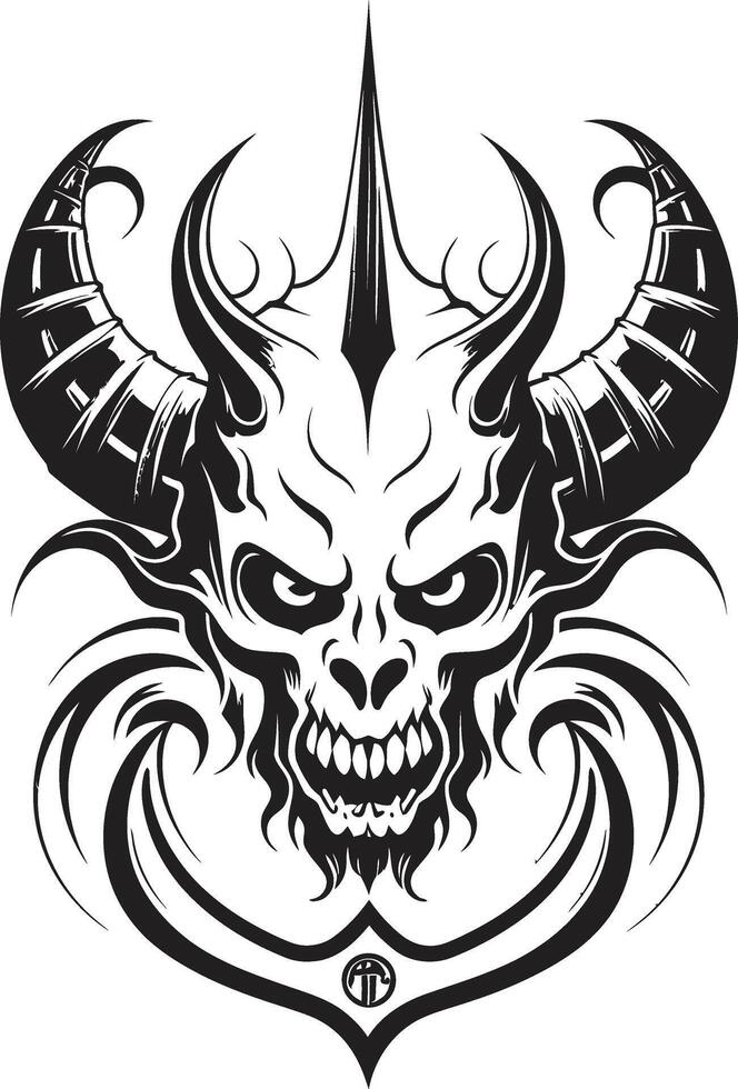 Obsidian Oath Black Devilhead Sinuous Seal Devilhead Tattoo Symbol vector