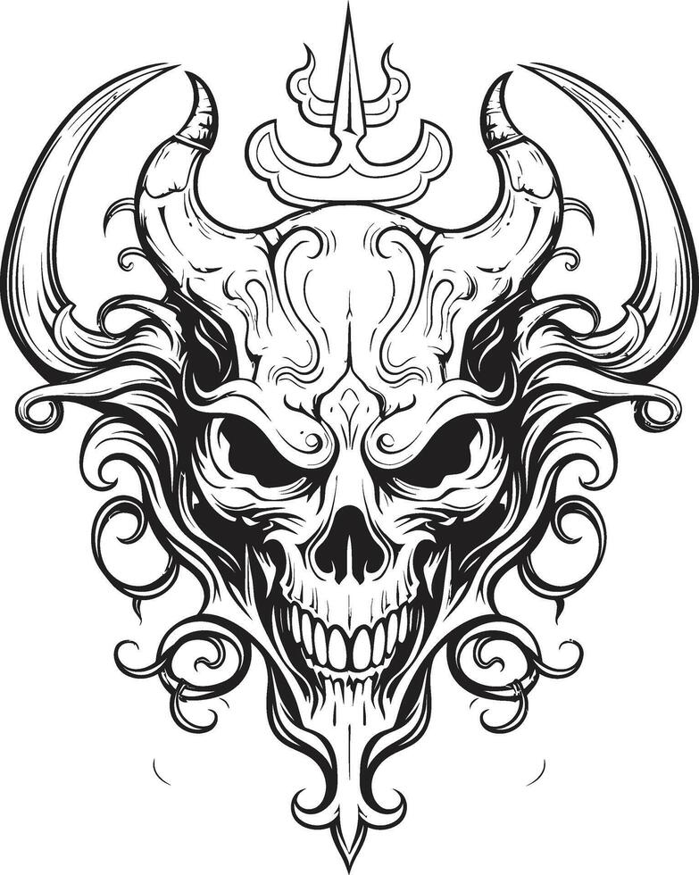 Infernal Impression Devilhead Tattoo Sinister Shadow Evil Devilhead vector