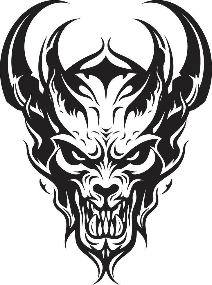 Demonic Dynasty Black Devilhead Tattoo Symbol Nightfall Heraldry Evil Devilhead vector