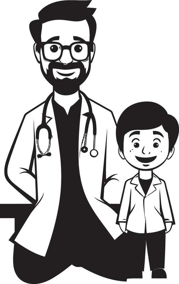 Empathetic Bonds Doctors Understanding of Patients in Black ic Nurturing Compassion Doctors Kindness Towards Patients Expressed in Black vector