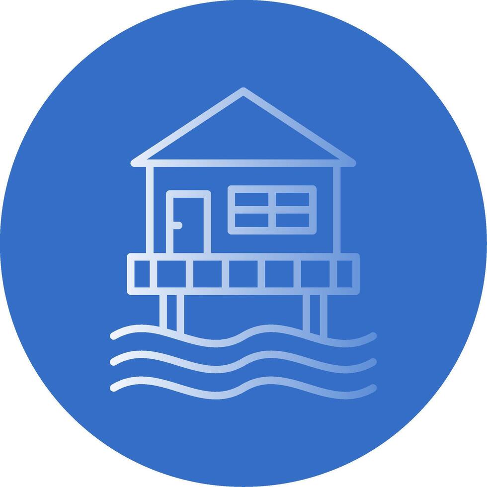 Beach Hut Gradient Line Circle Icon vector