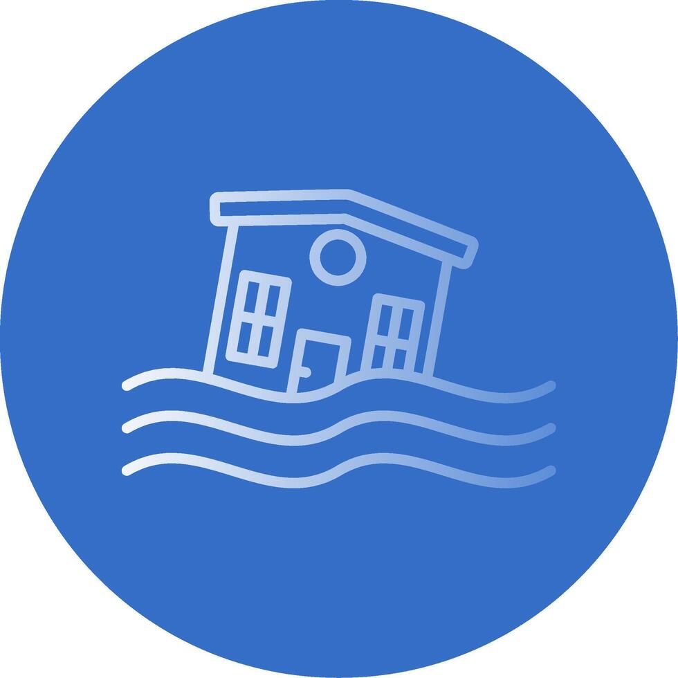 Flooded House Gradient Line Circle Icon vector