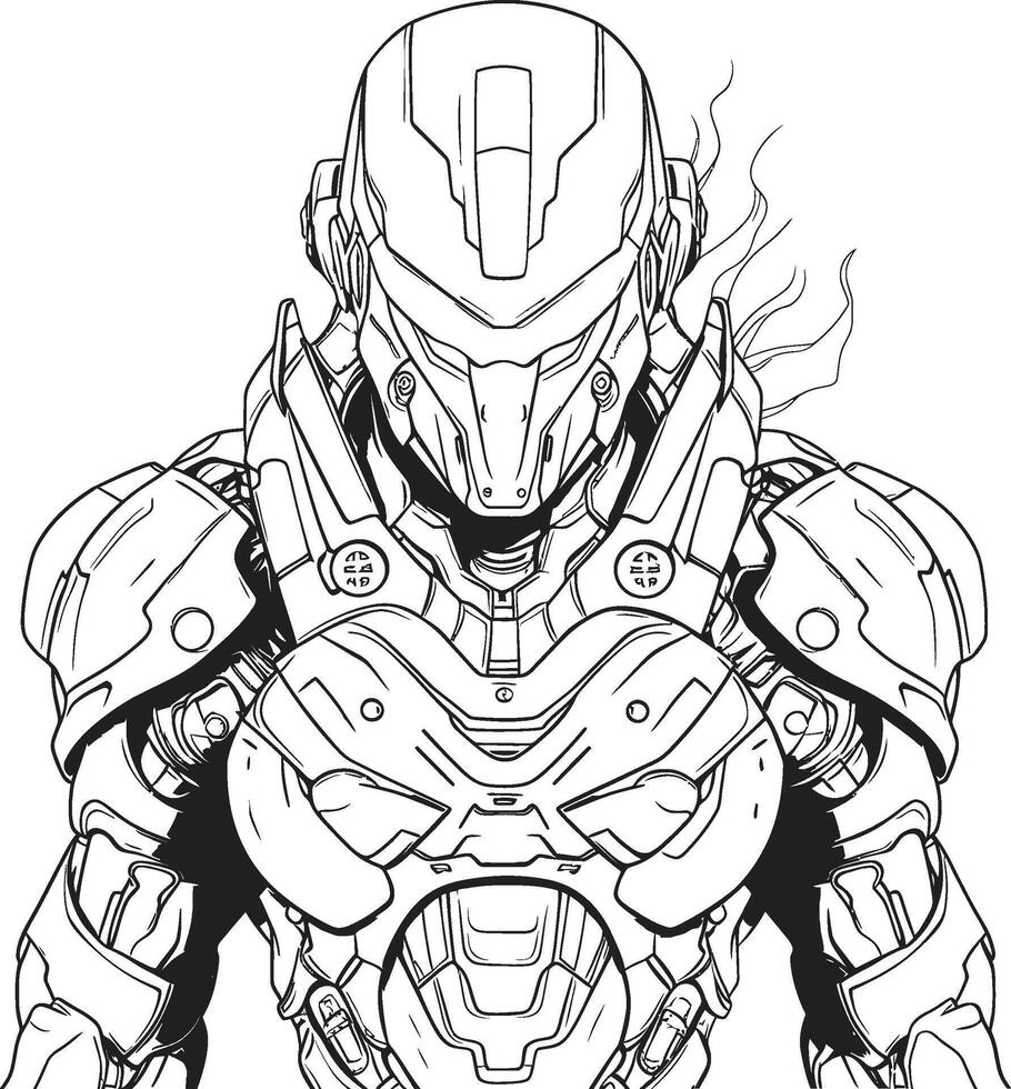 Circuit Splendor Futuristic Syborg Line Art Emblem Future Fusion Cyborg Line Art vector