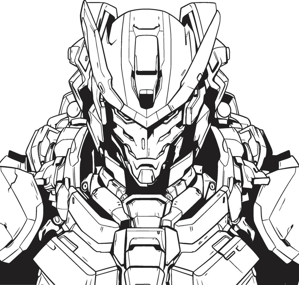 Cybernetic Dreams Futuristic Line Art for Coloring Pages Digital Delight of Syborg Line Art vector