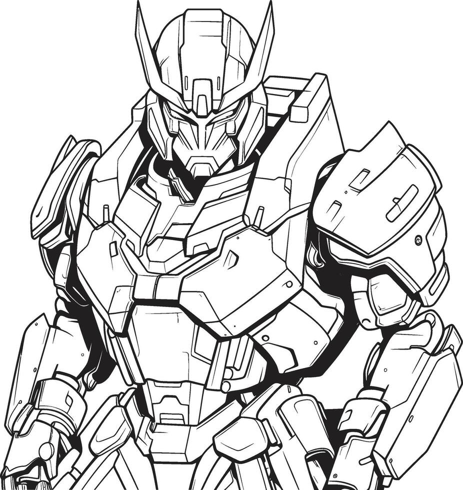 Neon Nexus ic Cyborg Coloring Page Circuitry Canvas Futuristic Syborg vector