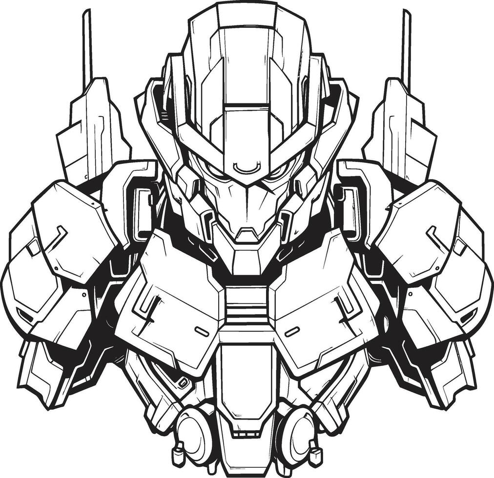 Machine Muse Emblem for Cyborg Coloring Robo Renaissance Futuristic Cyborg Line Art Element vector