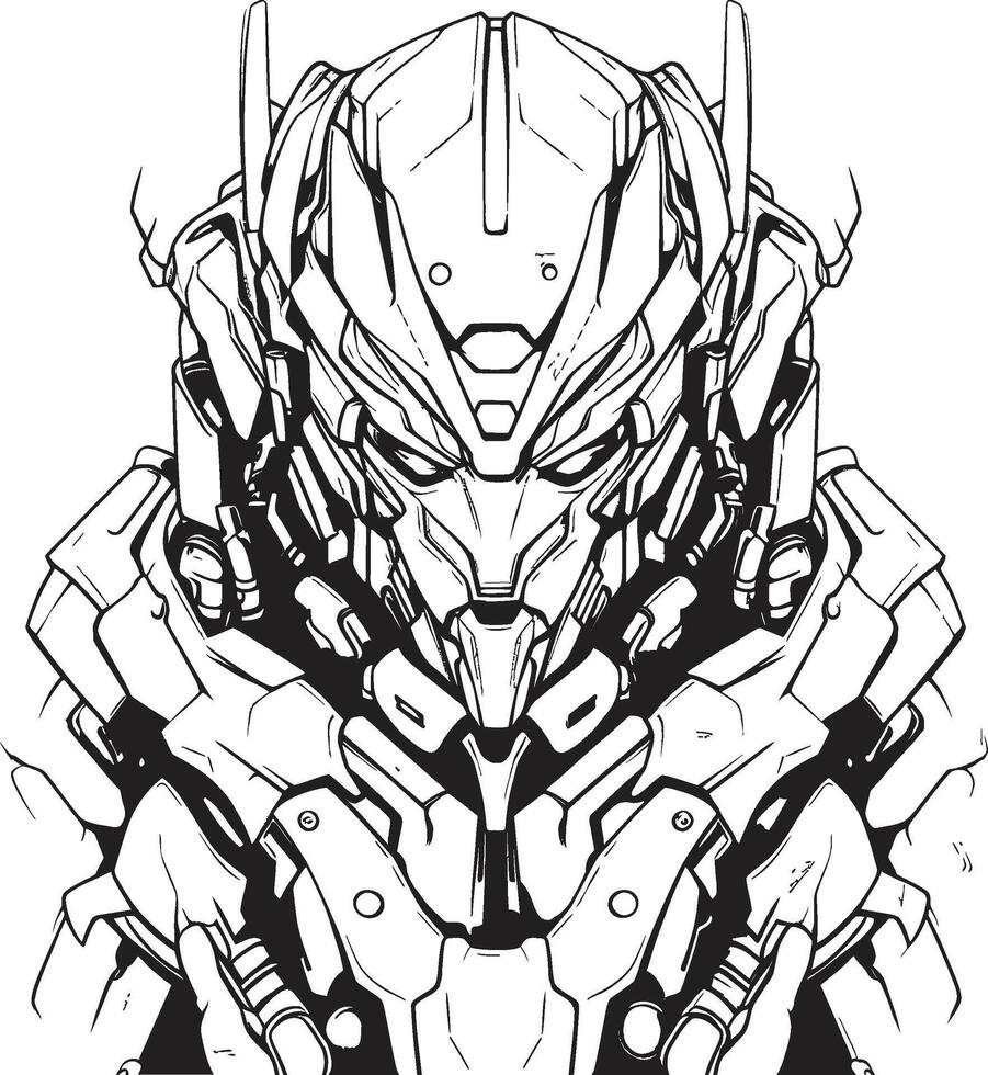 Quantum Quotient Line Art of Cyborg Future Flow for Cyborg