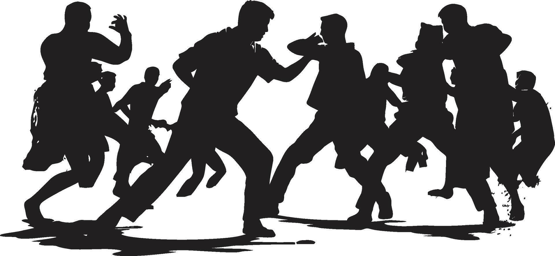 Shadow Strike Group Fighting in Black Ebony Engagement Black Combat Emblem vector