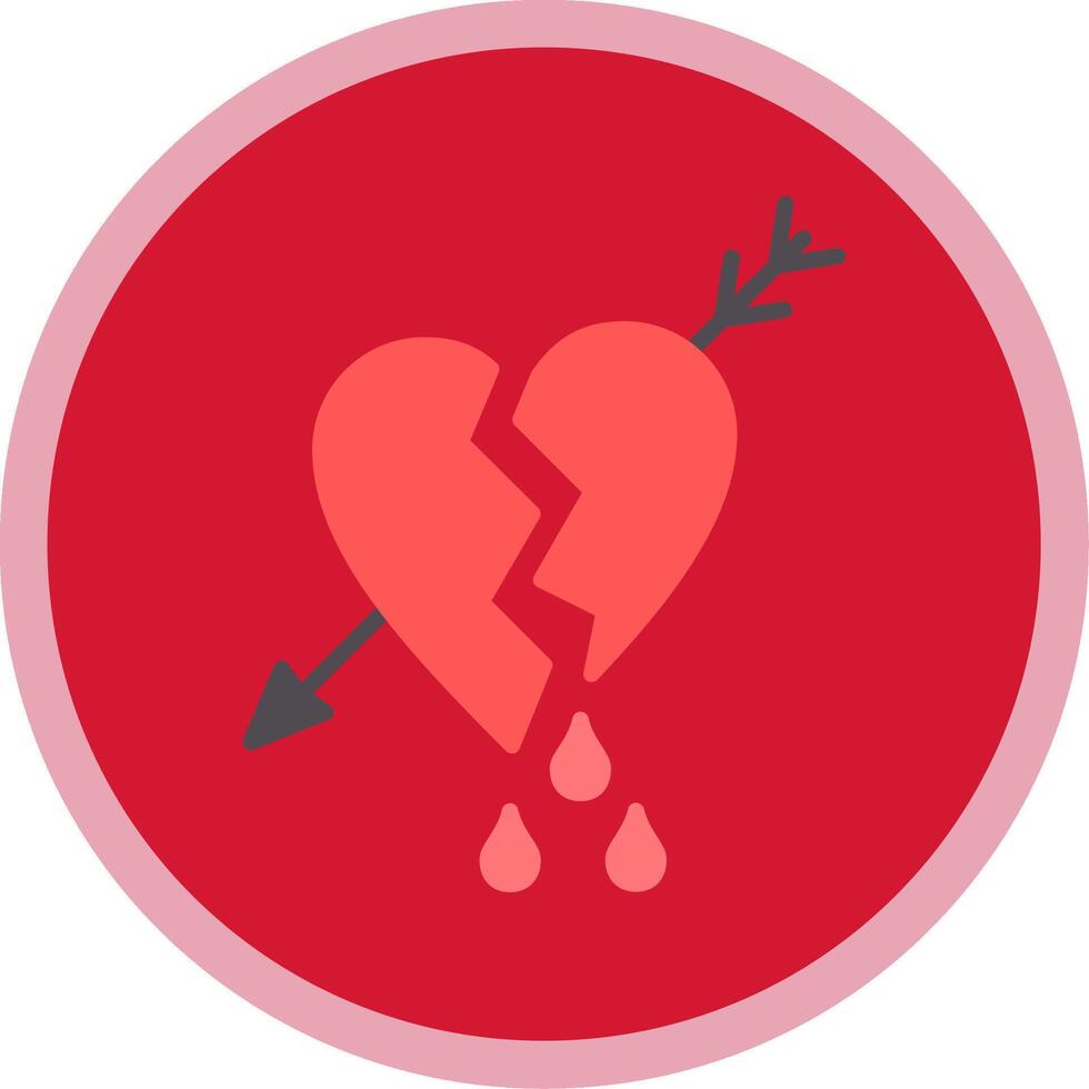 Broken Heart Flat Multi Circle Icon vector