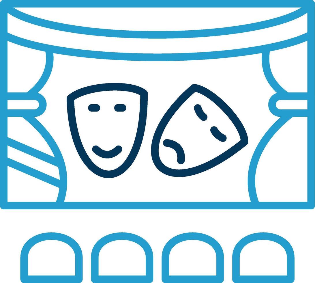 Theatre Line Blue Two Color Icon vector