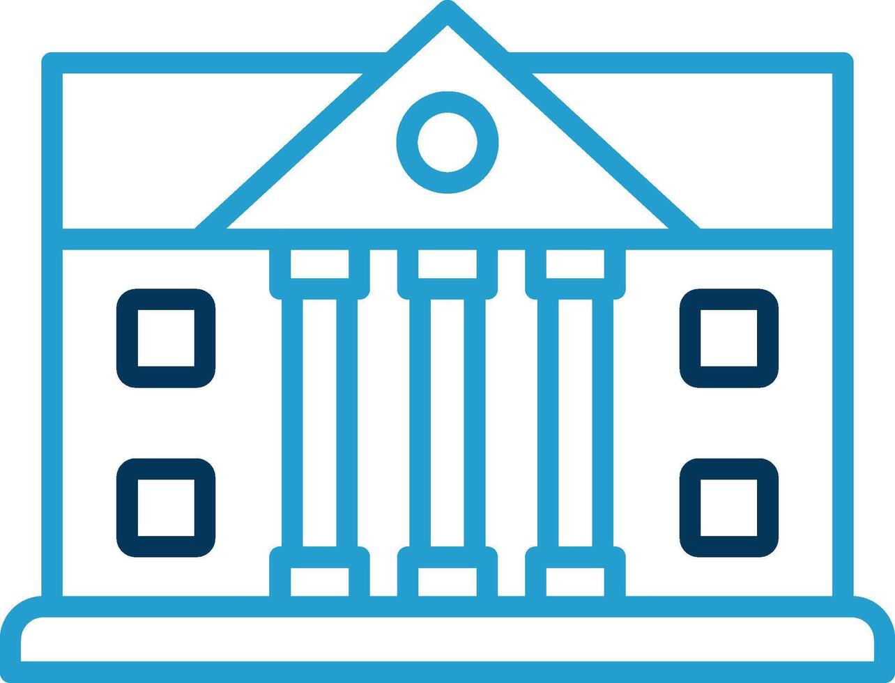 Bank Line Blue Two Color Icon vector