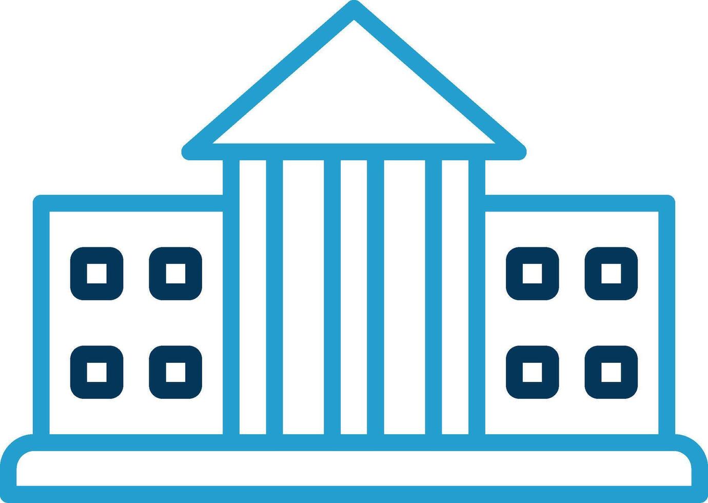 City Hall Line Blue Two Color Icon vector