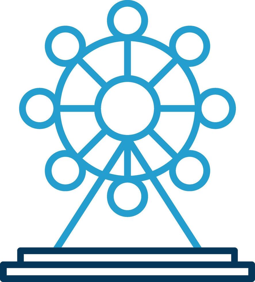 Ferris Wheel Line Blue Two Color Icon vector