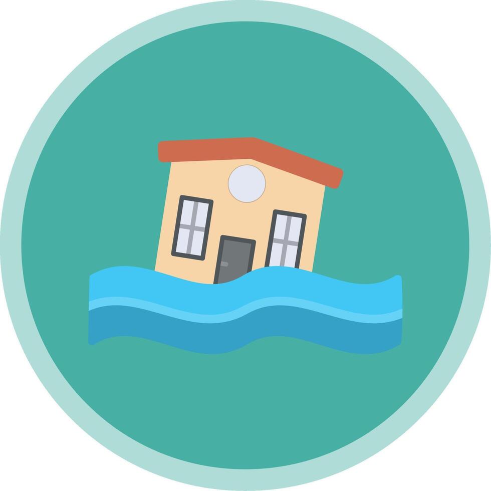 Flooded House Flat Multi Circle Icon vector