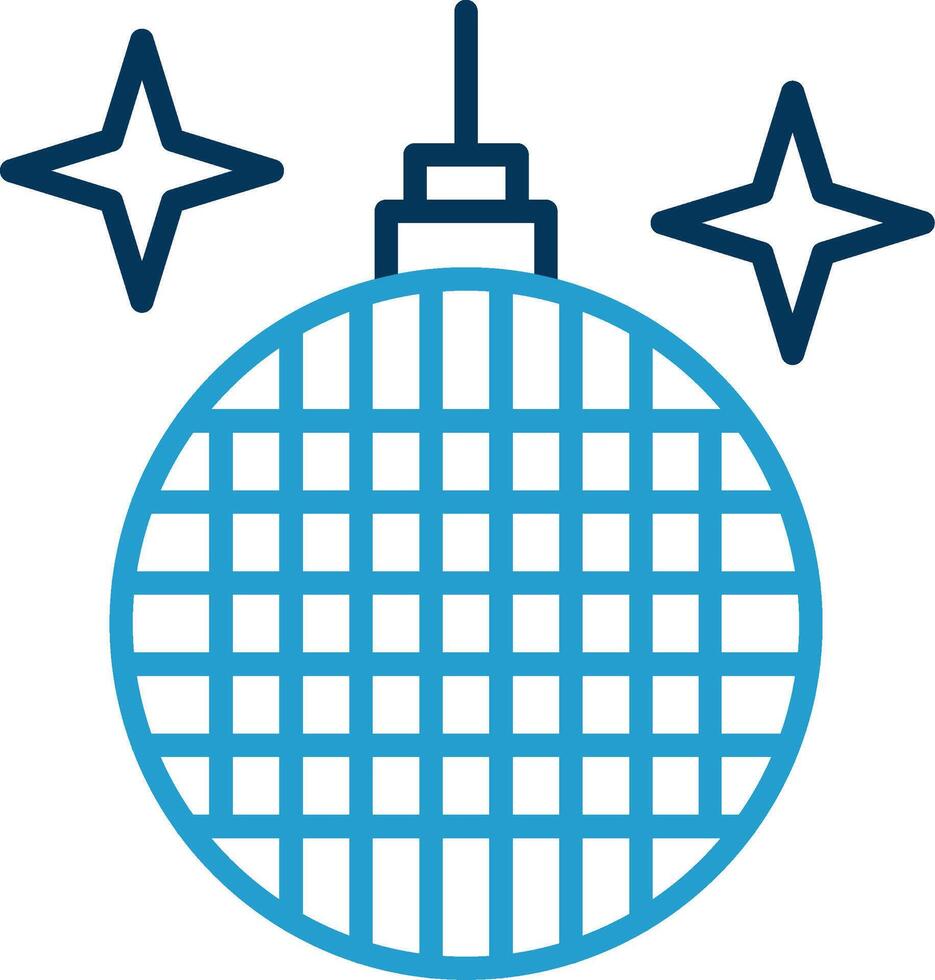 Disco Ball Line Blue Two Color Icon vector
