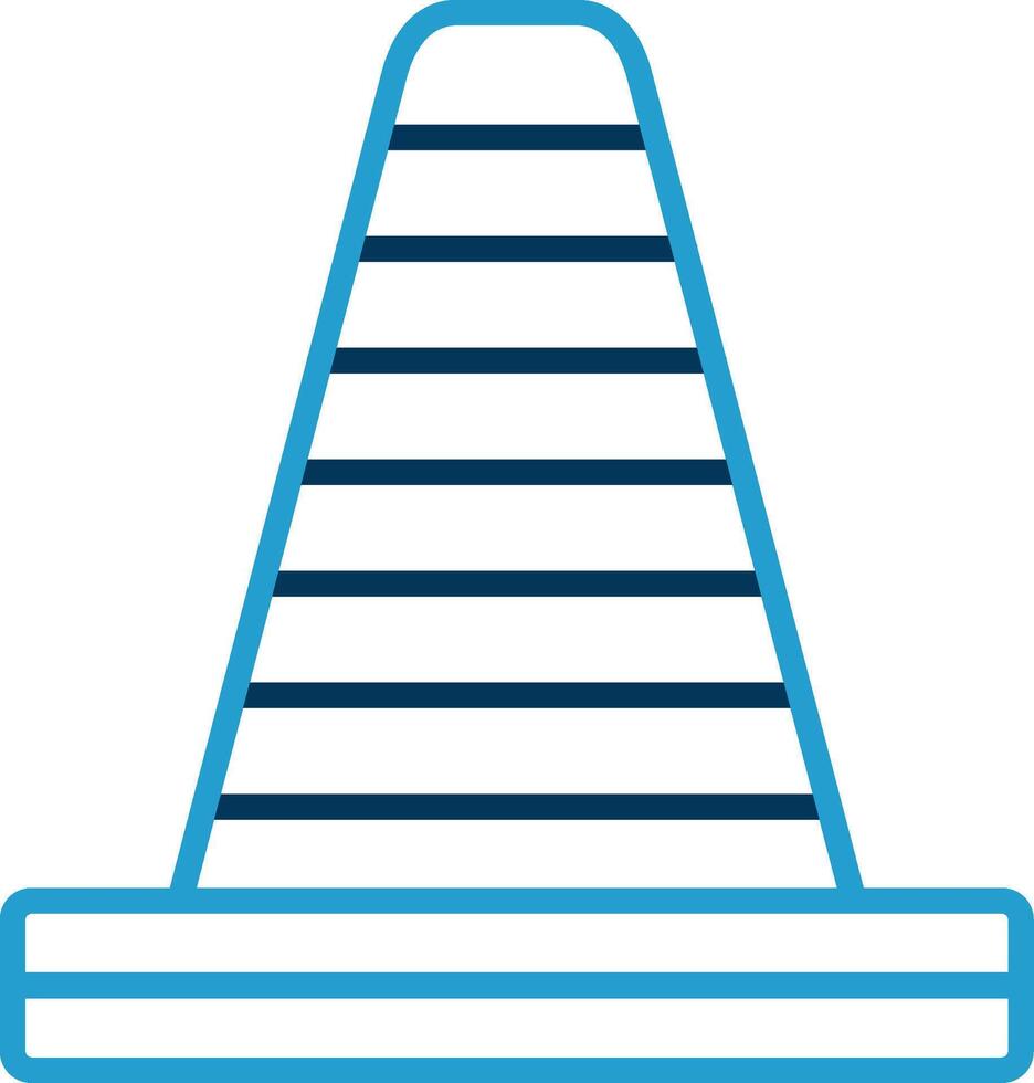 Traffic Cone Line Blue Two Color Icon vector