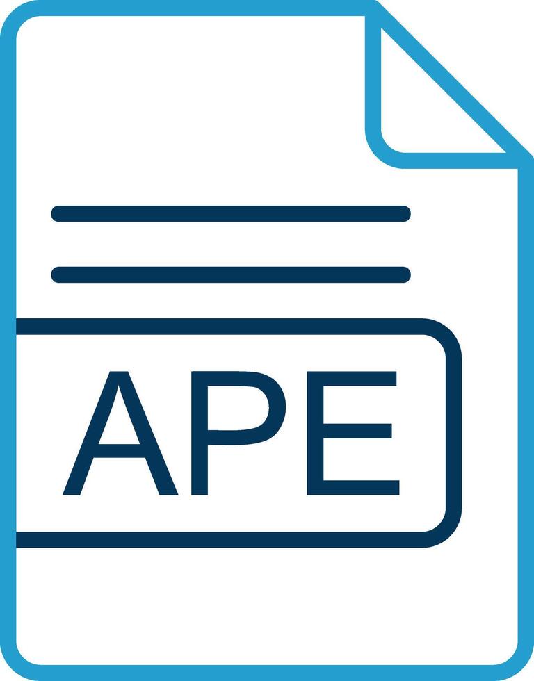 APE File Format Line Blue Two Color Icon vector