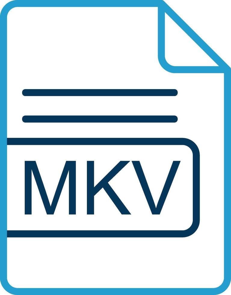 mkv archivo formato línea azul dos color icono vector
