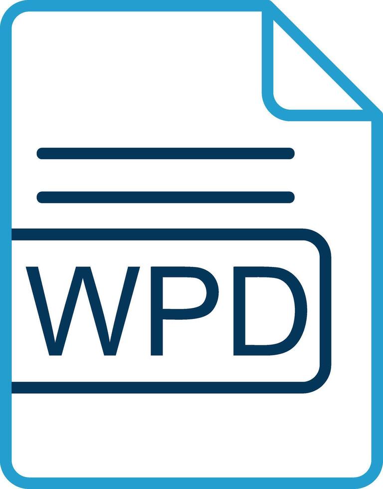 wpd archivo formato línea azul dos color icono vector