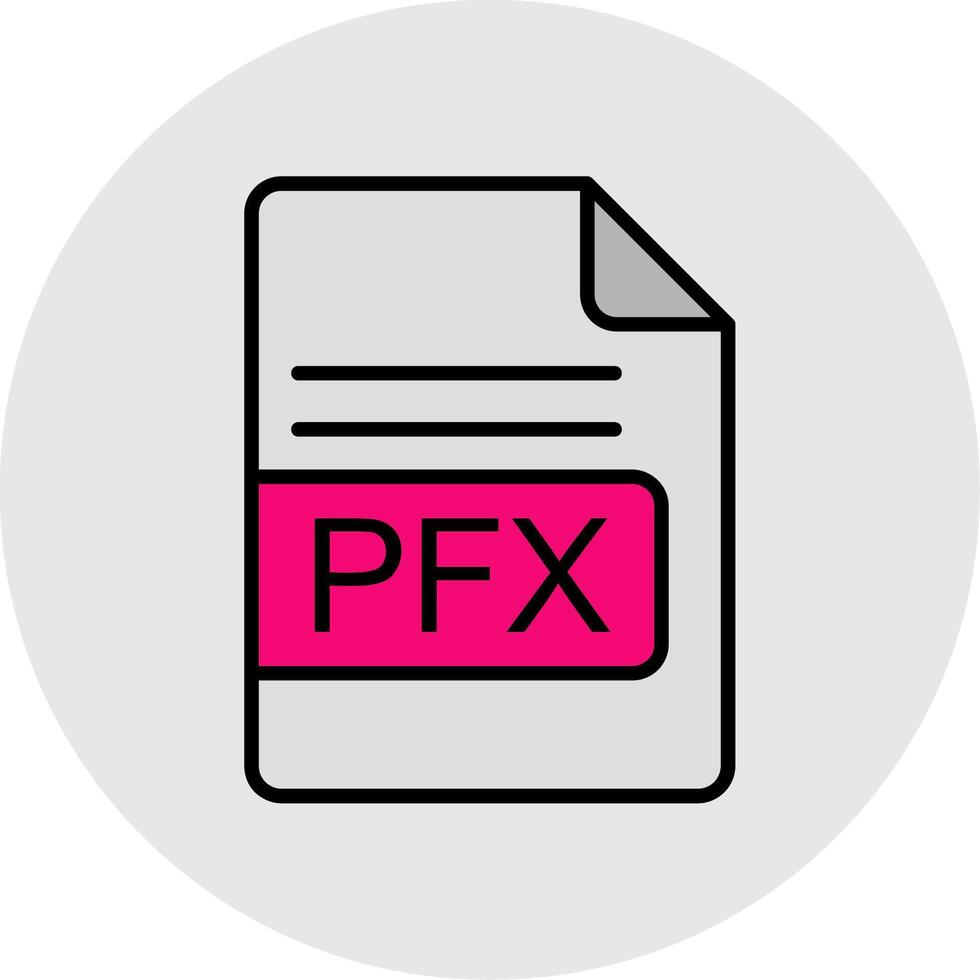 pfx archivo formato línea lleno ligero icono vector