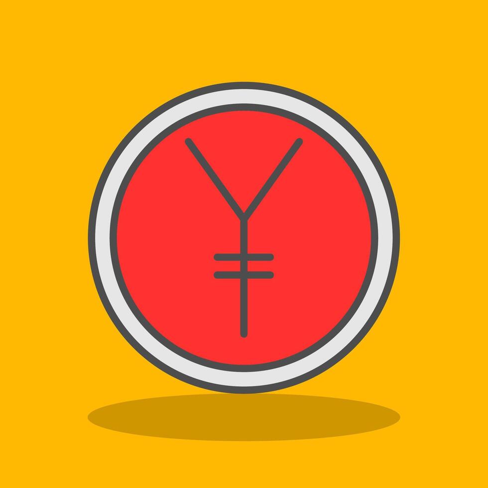 Yen Filled Shadow Icon vector
