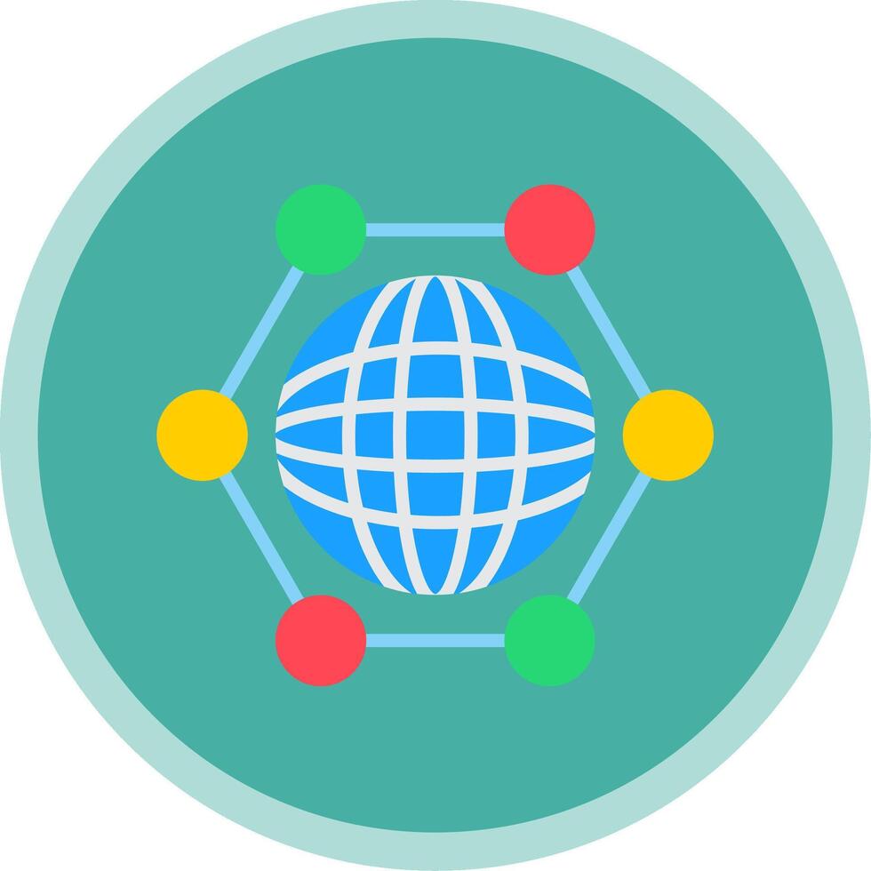 Global Snchronzation Flat Multi Circle Icon vector