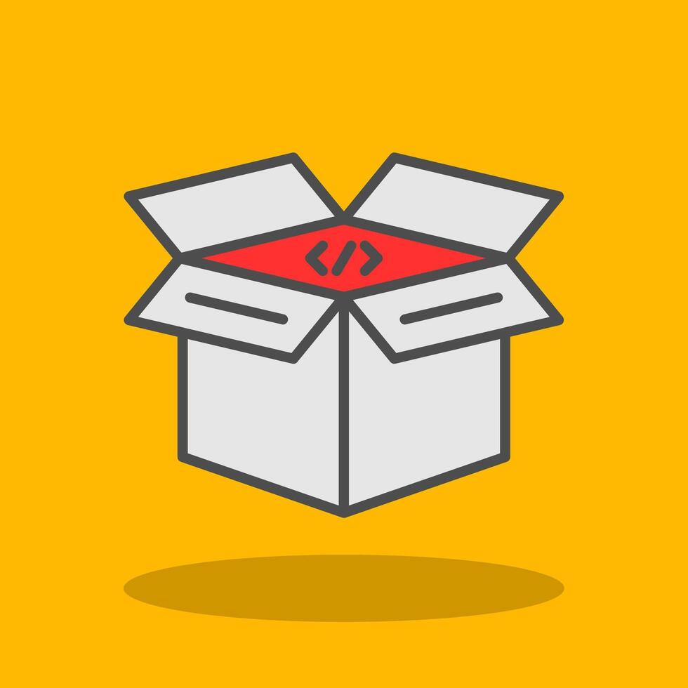 Open Box Filled Shadow Icon vector