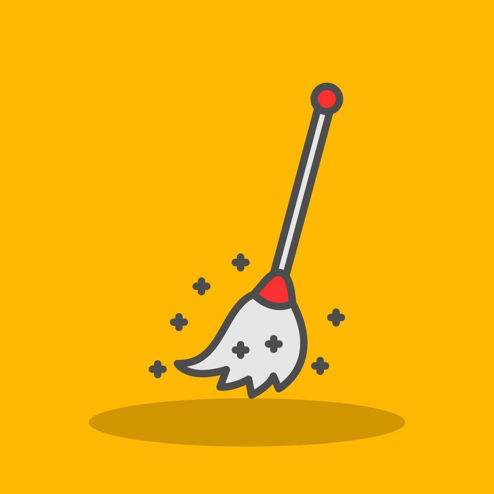 Broom Filled Shadow Icon vector