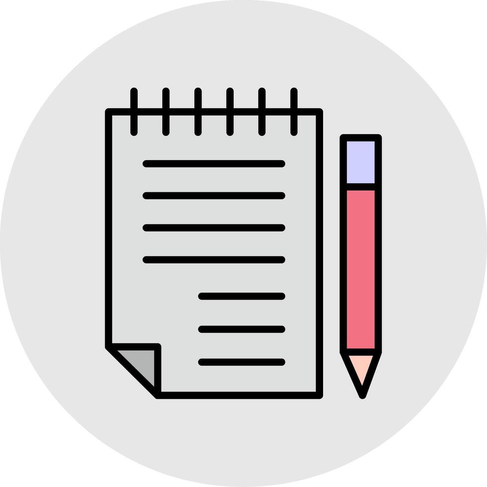 Note Pad Line Filled Light Icon vector