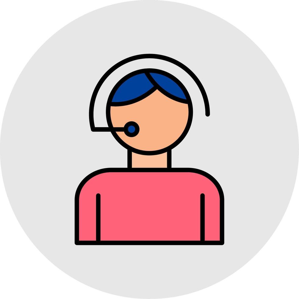 Call Center Agent Line Filled Light Icon vector