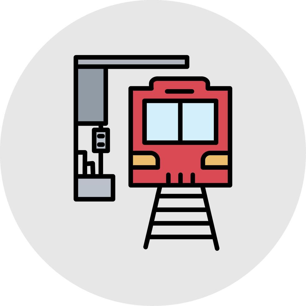 Train Station Line Filled Light Icon vector
