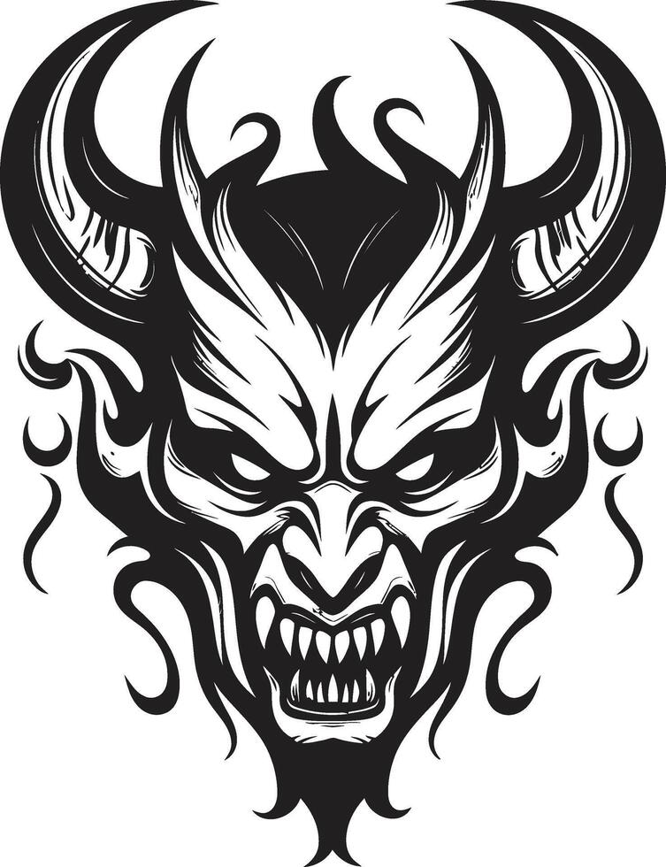 Infernal Evil Devilhead Symbol in Black Malignant Marking Devilhead Tattoo in Black ic Style vector