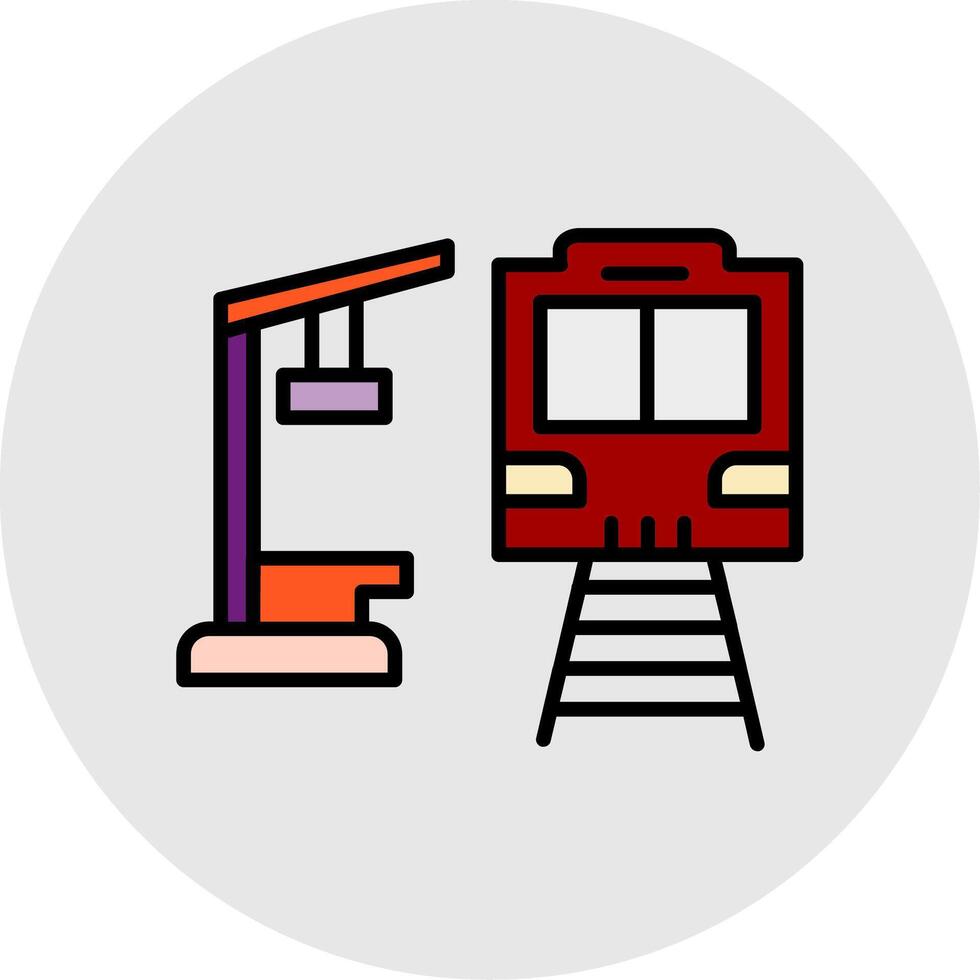 Train Station Line Filled Light Icon vector