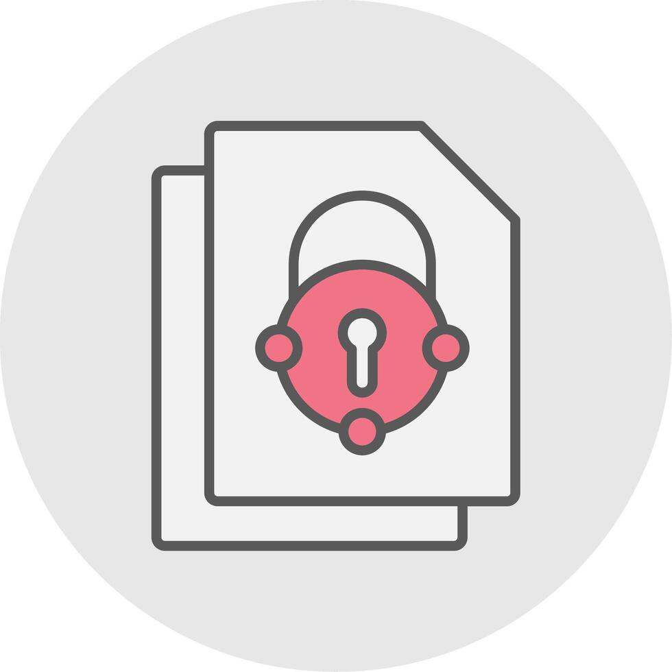 Security File Connect Line Filled Light Icon vector