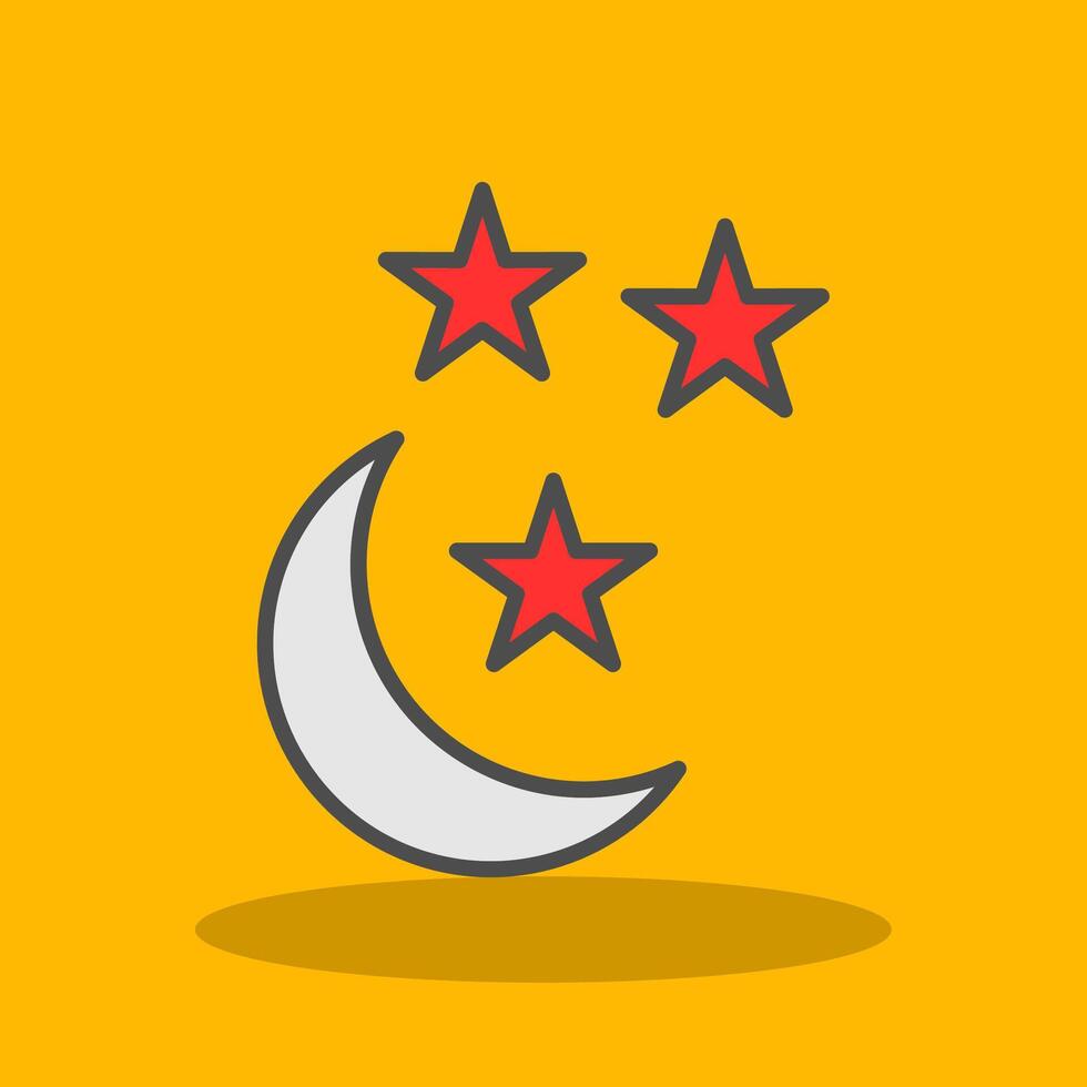 Half Moon Filled Shadow Icon vector