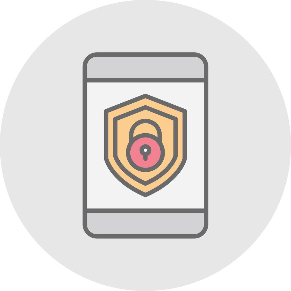 Security mobile Lock Line Filled Light Icon vector