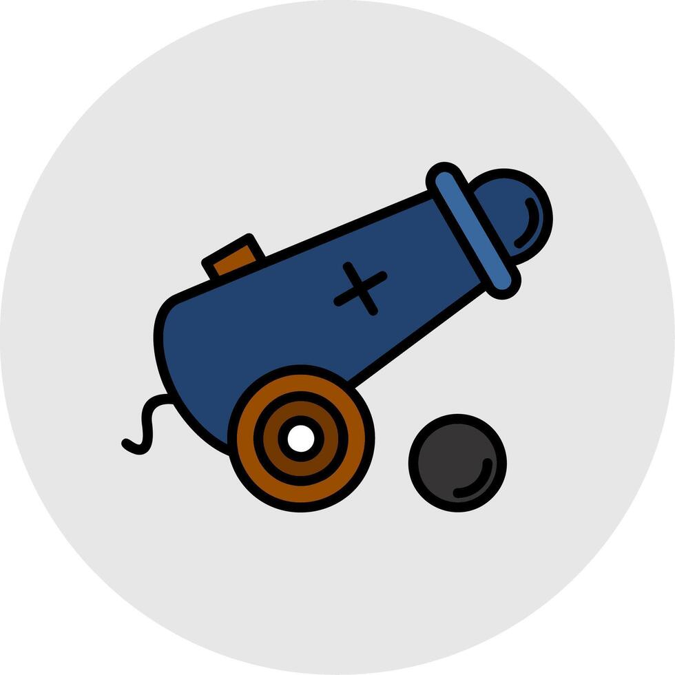 Cannon Line Filled Light Icon vector